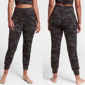 Athleta Salutation Camo Jogger Women Small Black Grey Excellent High Waist